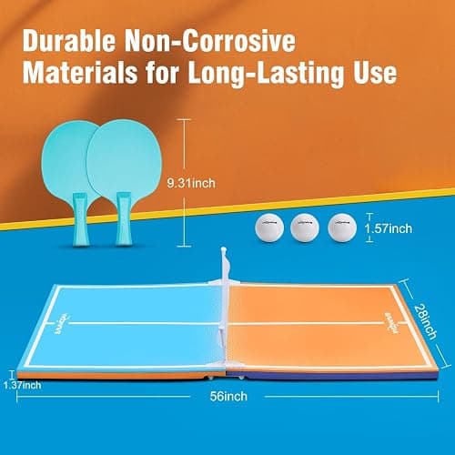 WOOWAVE Floating Ping Pong Table for Pool Party, Pool Ping Pong Table Floating for Swimming Pool Game, Floating Table Tennis Game for Summer Outdoor Fun Including Floating Table, Paddles, Balls, Net thumbnail 4