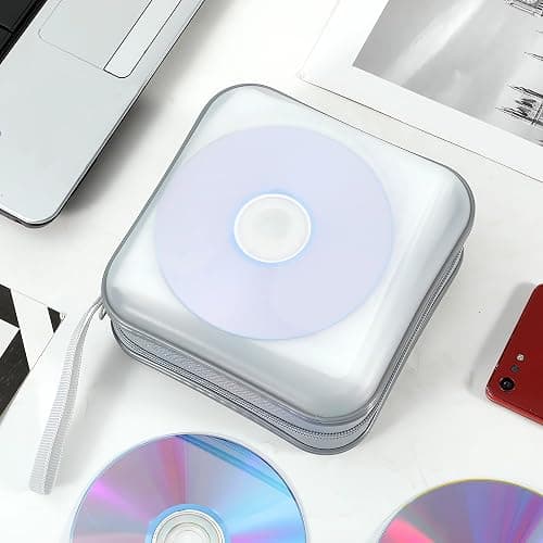 Penxina CD Case, 40 Capacity CD DVD Case Wallet Holder Portable Disc VCD Heavy Duty Binder Storage Organizer (White) thumbnail 5