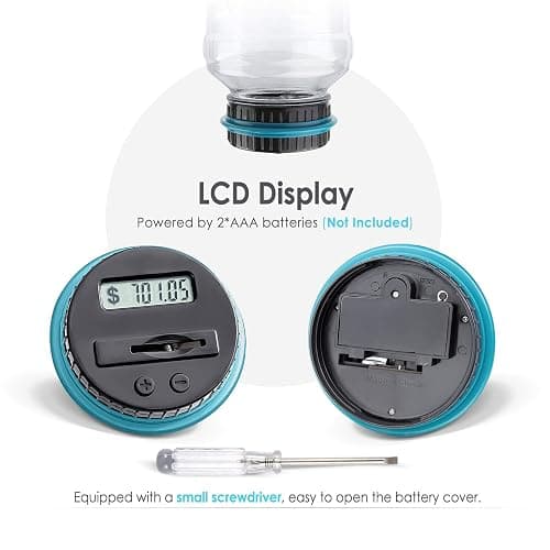 Large Piggy Bank for Boys Adults, Vcertcpl Digital Coin Counting Bank with LCD Counter, 1.8L Capacity Coin Bank Money Jar for Adults, Designed for All US Coins (Blue) thumbnail 7