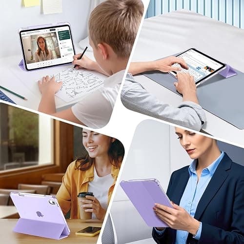 MoKo for iPad (A16) 11th Generation Case 11 Inch 2025, iPad 10th Generation Case 10.9 Inch 2022 with Pencil Holder, Slim Light Trifold Protective Cover with Hard PC Translucent Back Shell, Lilac thumbnail 9