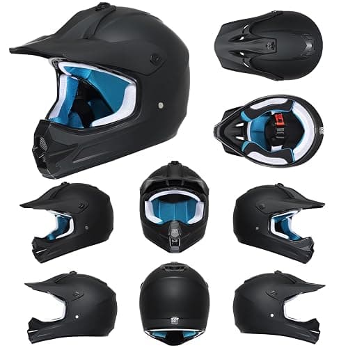 ROOZO Youth Dirt Bike Helmet DOT Certified - Full Face Motorcycle Helmet for Off-Road, ATV, Street Riding, Includes Adjustable Goggles & Protective Gloves thumbnail 6