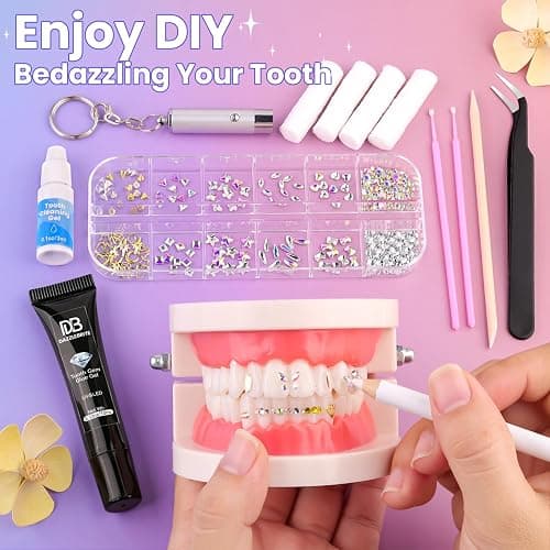 DAZZLEBRITE Tooth Gem Kit, Tooth Gems Kit for Teeth, Beginners Starter Crystals Teeth Gem Jewelry for Women Men, Bedazzling Gems Kits with Pickup Tools. thumbnail 3