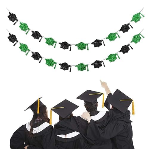 Vofrise Green Graduation Decorations Class of 2026 Graduation Banner Pre-Strung Glitter Congrats Grad Cap Banner for Grad Party Decorations 2026 thumbnail 6