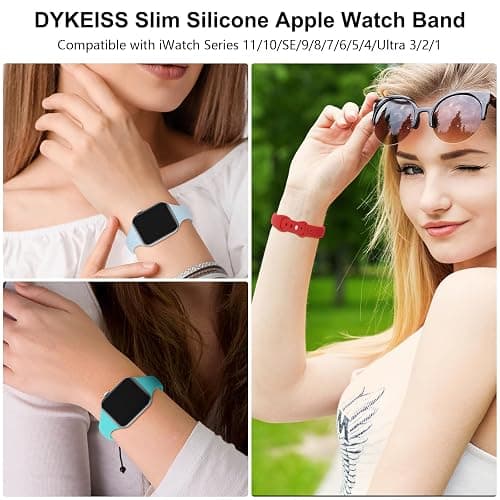 Thin Sport Silicone Slim Band Compatible with Apple Watch Bands Women Men | Soft Narrow Strap Wristband for iWatch 38mm 40mm 41mm 42mm 44mm 45mm 46mm 49mm Series 11/10/9/8/7/SE/6/5/4 Ultra 3 2 1 thumbnail 5