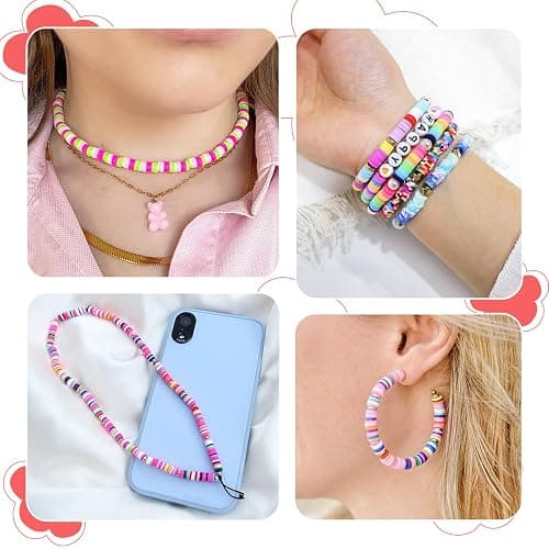 Redtwo 30000 Pcs Clay Beads Bracelet Making Kit, 9 Boxes 192 Colors Friendship Bracelet Kit Flat Polymer Clay Beads for Jewelry Making, Crafts Gift for Girls Ages 6-12 thumbnail 5
