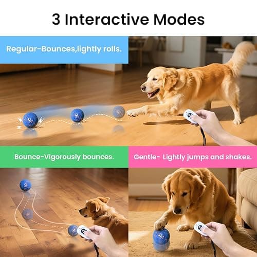 Ollapet Smart Interactive Dog Toy Ball - Auto Bouncing & Rolling, Chew-Resistant E-TPU Material, 3 Interactive Modes, IPX7 Waterproof, Smart Chase Pet Toy Ball for Medium and Large Dogs (Blue) thumbnail 5