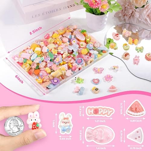 Zefy 120pcs Cute Slime Charms, No Repeating Jelly Resin Charms Flatback Charm Set, Kawaii Charm Bulk for Junk Case Nail Scrapbooking Crafts Making thumbnail 6