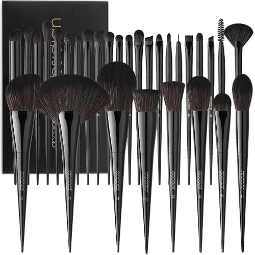 Docolor Makeup Brushes Set Professional 30Pcs Obsidian Makeup Brushes Premium Synthetic Powder Kabuki Foundation Contour Blush Concealer Eye Shadow Blending Eyeliner Crease Eyebrow Make Up Brush Kit - Image 1
