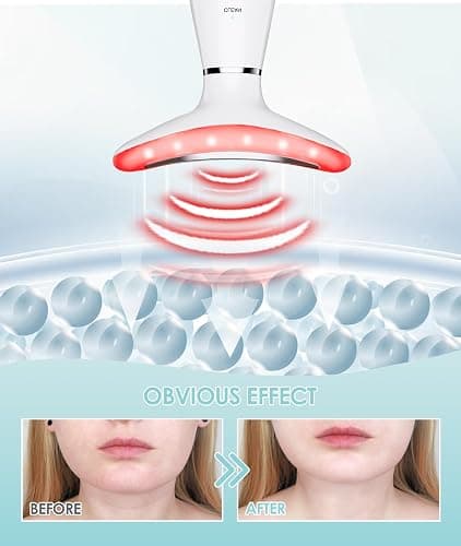 ELISHINE 7 Color Neck Face Massager - Facial Massager Tool for Skin Care at Home, Vibrating Face Massager with Thermals, Galvanic Machines White thumbnail 5