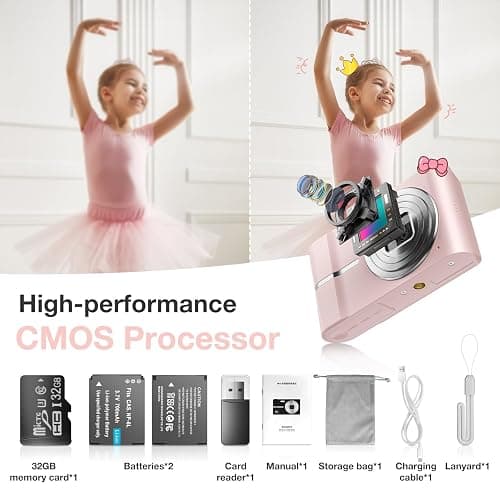 Hlieeosfcn Digital Camera, 1080P FHD 50MP Kids Digital Camera with 32G TF Card, Auto Focus Point timed shooting feature Rechargeable Compact Camera with 16X Digital Zoom Camera thumbnail 7