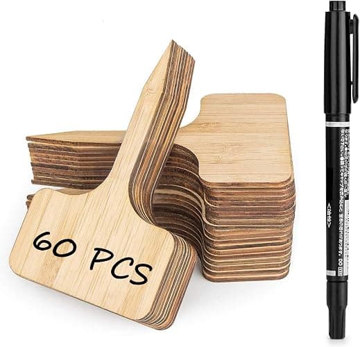 Homenote Bamboo Plant Labels 60Pcs Plant Tags for Seedling T-Type Tags for Plants Outdoor Garden Markers Vegetable Seedling(2.36 * 4“) thumbnail 8