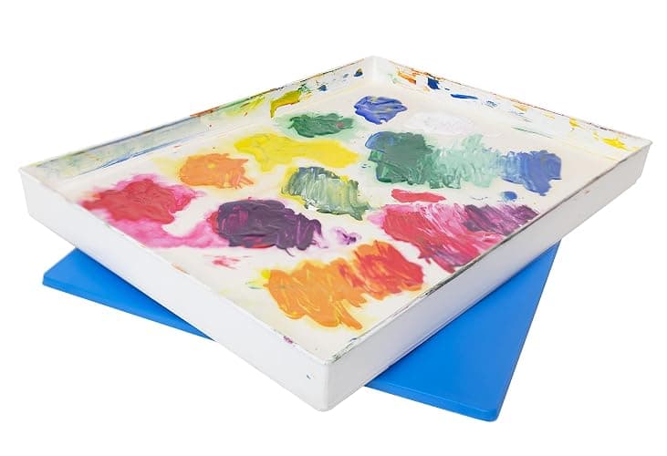 Masterson Artist Palette Seal, 12in x 16in Airtight Palette Container, Keeps Wet Paint Fresh for Weeks, Oil or Acrylic Painting Palette with Lid, Seal, Blue Lid Box, Made in USA thumbnail 5