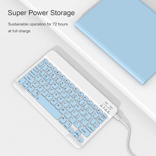 Keyboard Case with Pencil Holder for iPad 11th Generation (A16), 10th Gen | Detachable Wireless Keyboard, Support 3 System, Folio Stand, Soft TPU Back Shell for iPad 11th/10th 2025/2022, Light Blue thumbnail 5
