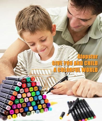 ATOPSTAR 80 Colors Alcohol Markers Artist Drawing Art for Kids Dual Tip Adult Coloring Painting Supplies Perfect Boys Girls Students Adult(80 Black Shell) thumbnail 8
