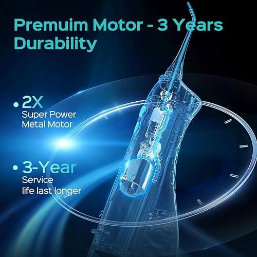 COSLUS Water Teeth Flosser: 300ML Electric Water Tooth Floss Cordless Jet Flossers for Teeth Cleaning IPX7 Waterproof Rechargeable Portable Travel Floss Light-Pink thumbnail 9