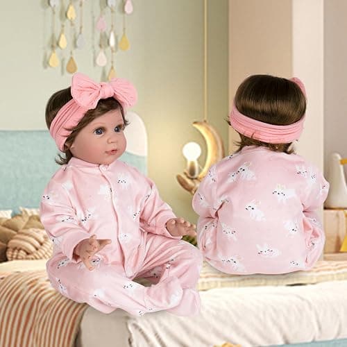 Aori Reborn Baby Dolls Clothes 22 Inch 2 Pcs Pink Outfit Set for 20-22 Inch Realistic Reborn Girl Doll thumbnail 6