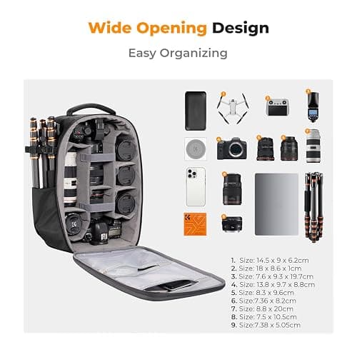 K&F CONCEPT Camera Backpack,Hardshell Photography DSLR Camera Bag with 15-15.6 Inch Laptop Compartment Waterproof Hard Shell Camera Case Compatible with Canon/Nikon/Sony/DJI Mavic Drone thumbnail 2