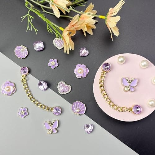 20pcs Bling Gems Plastic Butterfly Flower Sparkling Rhinestones Pearl DIY Shoe Decoration Charms for Women's Party Favor thumbnail 3