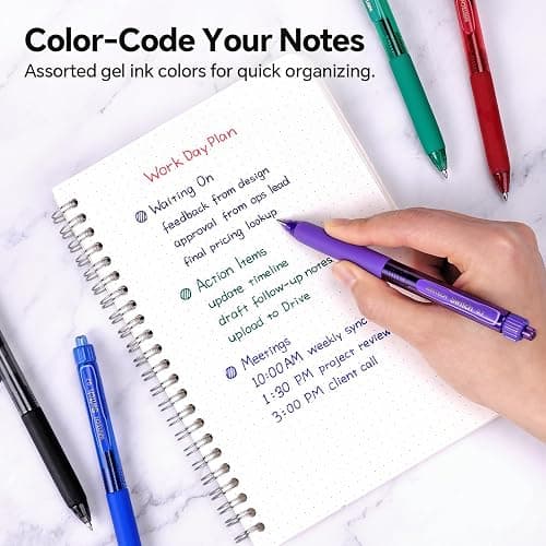 WRITECH Colored Gel Pens 0.7mm: Switch Silent Click Mode for Quiet or Click Feedback Smooth Writing Quick Dry Ink Medium Point for Note Taking Color Coding Journaling School Office Study thumbnail 7