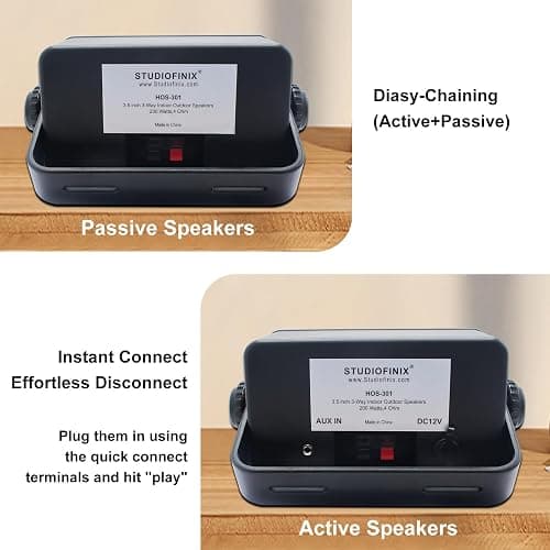 STUDIOFINIX Outdoor Bluetooth Speakers -3.5 Inch Pair 3-Way 200W,Wall Mount Waterproof Marine Speakers,Heavy Duty Grill, Suitable for Home, Boat, Patio, Indoor Outdoor Use （Black） thumbnail 6