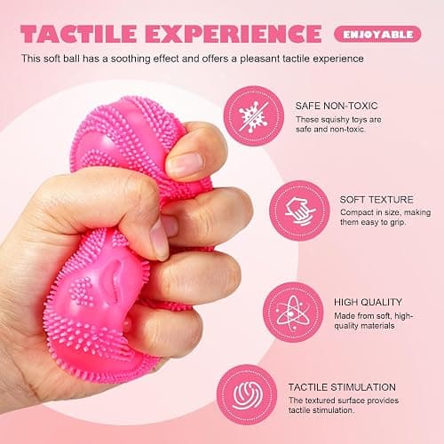 Fuzz Ball, Stress Fuzz Balls for Adults, Soft Fidget Toy for Anxiety Relief, Squishy Slow Rising High Density Ice Squeeze Ball Cubes Cube Sensory for Office Anxiety Stress Relief(Pink) thumbnail 4