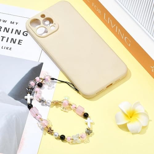 BEEFLYING Beaded Phone Charm Wrist Straps Y2K Phone Bracelet Lanyard, Cute Cyrstal Butterfly Flower Cellphone Wristlet Strap for Keychain Bag Charm thumbnail 4