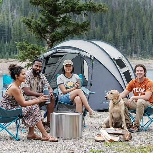 4 Person Pop Up Camping Tent, Waterproof Instant Family Tents,Easy Setup with 2 Doors Camping Tent for Hiking & Traveling, Grey thumbnail 4