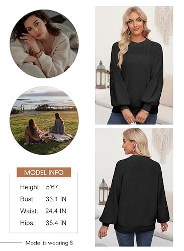 Dokotoo Women's Casual Long Sleeve Sweaters Loose Crewneck Knit Solid Pullover Sweater Jumper Tops thumbnail 6