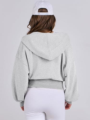 ANRABESS Women's Zip Up Hoodie Cropped Sweatshirt | Soft Comfy Casual Jacket, Workout & Daily Wear, Cute Y2K Clothes, Fall Spring Transition Outfits thumbnail 6