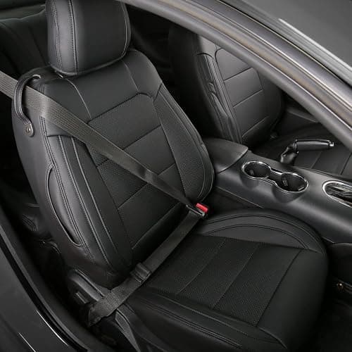 GIANT PANDA Customized Full Set Car Seat Covers Fit Ford Mustang Coupe Hardtop 2015 2016 2017 2018 2019 2020 2021 2022 2023 2024 2025 2026- (Black) thumbnail 7