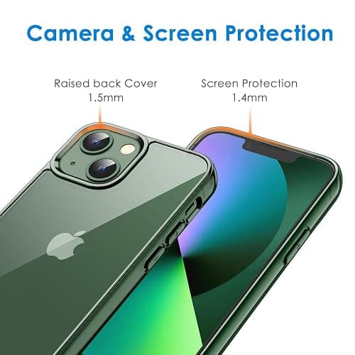 JETech Case for iPhone 13 6.1-Inch, Non-Yellowing Shockproof Phone Bumper Cover, Anti-Scratch Clear Back (Alpine Green) thumbnail 5
