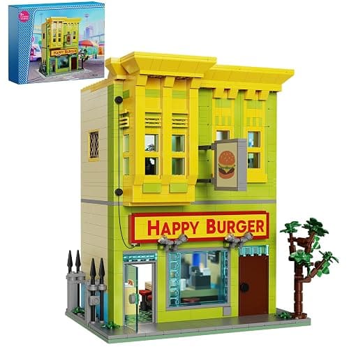 Happy Burgers House Building Set, The Bob's House Kuchi Kopi Building Blocks Toys Set Compatible with Lego, Great Gift and Collectibles Set for Belcher Family Cartoon TV Fans Boys & Girls(1018 PCS) - Image 1