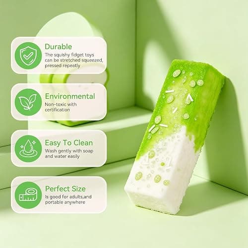 Elitevia Matcha Toast Food Squeeze Toys for Stress Relief | Silicone Squishy Stress Ball for Office Desk, Anxiety Relief Fidget Toy for Adults, Kawaii Food Design thumbnail 2
