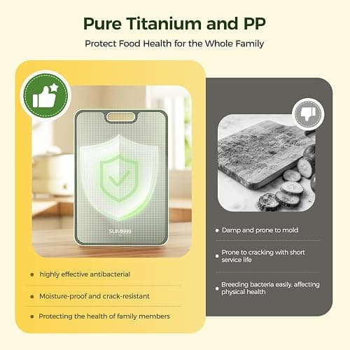 Titanium Cutting Board for Kitchen, Cutting Board Double Sided Food Grade, Pure Titanium/PP, Easy to Clean Large Size 16”×11” thumbnail 4