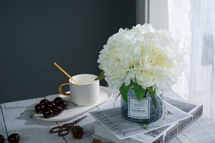 MOOMASS Artificial Peony and Glass vase Decoration, Ins Style Artificial Flower Glass Bottle Set thumbnail 5