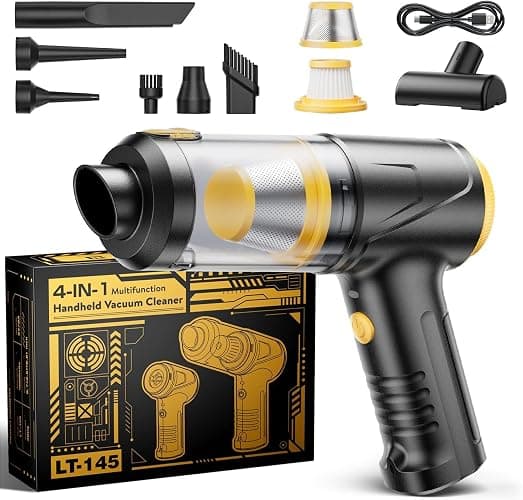 Svoko Handheld Vacuum Cleaner 21000Pa Suction with Brushless Motor, 4-in-1 Portable Mini Car Vacuum with 2 Suction Modes, Cordless Vacuum with LED Light, Type-C Charge for Car, Office Desk, Keyboards - Image 1