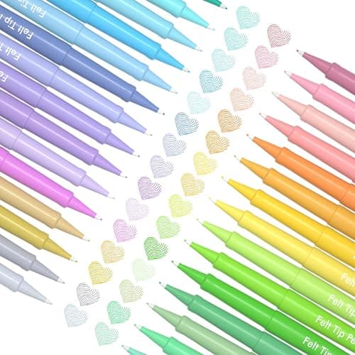 Lelix 30 Colors Felt Tip Pens, Medium Point Pastel Colored Pens, Felt Tip Markers Pens For Journaling, Writing, Note Taking, Planner Coloring, Perfect for Art Office and School Supplies thumbnail 3