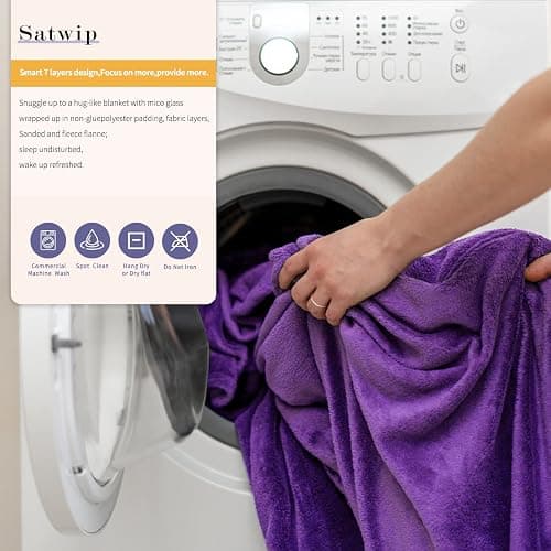 Satwip Purple Weighted Blanket 15 Pounds, Fuzzy Warm Flannel Throw Blanket with Soft Breathable Sanded, 48 x 72 inches, Purple thumbnail 8