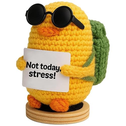 TWPER Birthday Gift for Her Him, Positive Crochet Animals with 10 Affirmation Cards – Cute Emotional Support Duck Desk Decor Inspirational Gift for Women Coworkers Friends - Image 1