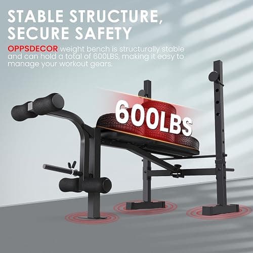 OPPSDECOR Weight Bench Set, Multi-Function Adjustable Bench Press with Squat Rack Leg Extension & Leg Curl Workout Bench Foldable Workout Bench Flat/Incline/Decline Upgrade Weight Benches for Home Gym thumbnail 7