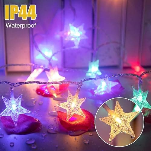 Minetom Star String Lights for Bedroom - 33 ft Plug-in Color Changing Star String Lights with Remote and Timer for Bedroom Tent Loft Bed Window Backyard Patio Porch Balcony Party Wedding, RGB thumbnail 5