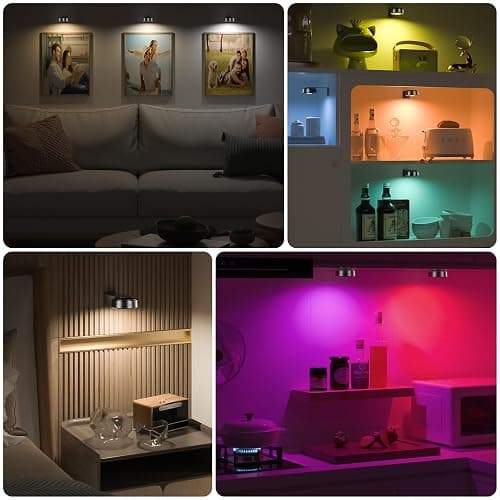 3PCS Picture Lights, Rechargeable Battery Magnetic Poster Lights with 3 Color Temps&12 RGB, Dimmable and Timer Metal Art Light for Display, Wall, Artwork, Gallery (Black) thumbnail 7