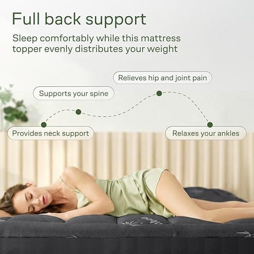 Niagara Sleep Solution Ultra Soft Twin XL Size Mattress Topper - Rayon Derived from Bamboo Pillow Top Mattress Pad for Back Pain Relief - Naturally Cooling for Hot Sleepers, Dark Gray thumbnail 4
