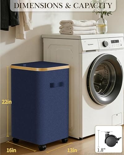 Laundry Hamper with Wheels, 75L Rolling Laundry Basket, Removable Inner Bag | Clothes Hampers for Laundry, Collapsible Dirty Clothes Hamper for Dorm, Bedroom, Bathroom, Laundry Room thumbnail 2