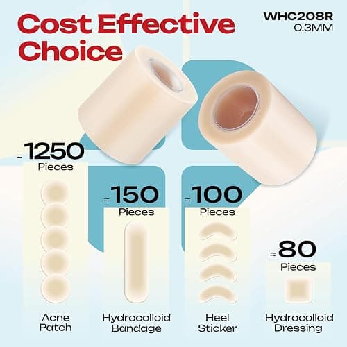 LIFARA Hydrocolloid Roll for Wound Care - Cut-to-Size, Hydrocolloid Patch Bandages with Self-Adhesive, Ultra Absorbent & Waterproof, First Aid Kit Essential (11.8mil/ 0.3mm Thickness, 2in*8ft) thumbnail 3