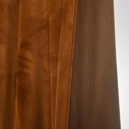 Roslynwood Brown Velvet Curtains 84 inches Length - Curtains Block Light Rod Pocket Thermal Insulated Window Panels Soft Curtain Drapes for Holiday Decor, W52 x L84, 2 Panels thumbnail 5