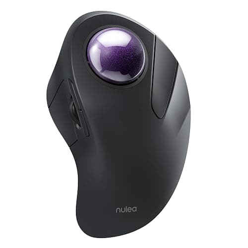 Nulea Wireless Ergonomic Trackball Mouse, Rechargeable, Bluetooth Rollerball Mouse, 44mm Index Finger Trackball, 5 Adjustable DPI, Compatible with PC, Laptop, iPad, Mac, Windows, Android - Image 1