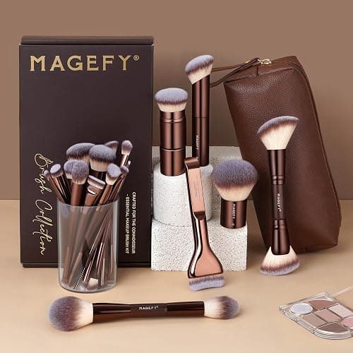 MAGEFY Makeup Brushes 26-in-20 Professional Makeup Brush Set Double-End Make Up Brushes for Powder Concealers Eye Shadows Blush Contour Foundation Brushes with Case thumbnail 8