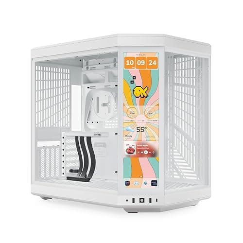 Hyte Y70 Touch Infinite Dual Chamber ATX Mid Tower Modern Aesthetic Case with Integrated 2.5K LCD Touchscreen - Snow White - Image 1