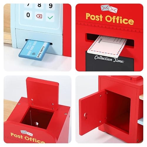 SOKA Wooden Post Office Play Set with Stamps and Mail Creative Pretend Play Toy Role Playset Educational Montessori Developmental Game For Kids Children Boys Girls 3 year old + thumbnail 7